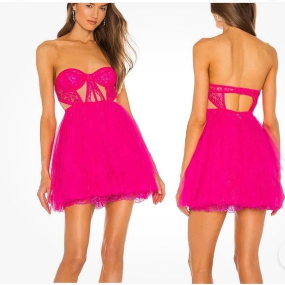 For Love And Lemons Dresses & Skirts - For Love & Lemons Rosario BarbieCore Hot Pink Mini Bustier Dress Women’s Size XS